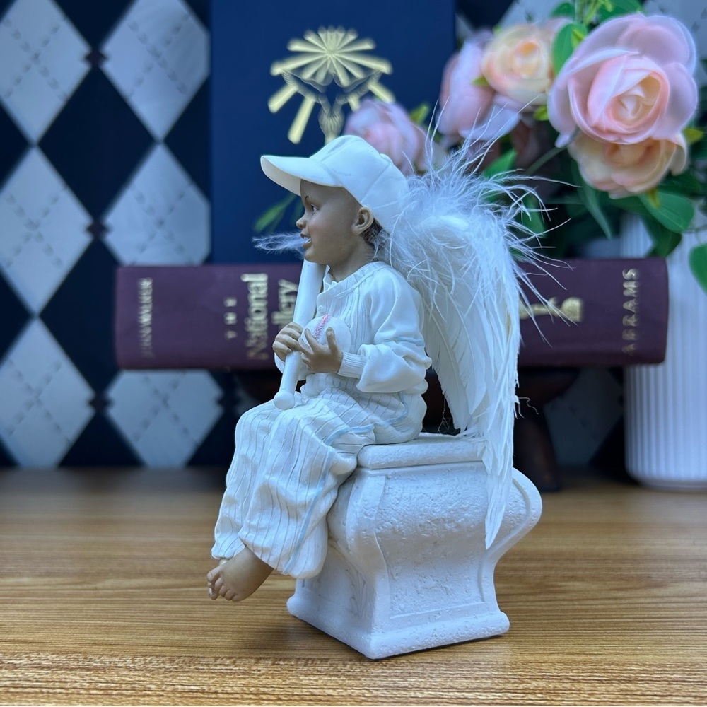 Sweet Child Angel Baseball Figurine Sculpture Whimsical Décor Collectible Rare - Picture 7 of 17